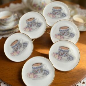 Vintage Desenli Çay Tabağı Seti (6’lı)