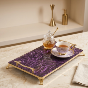 Mor Gold Dekoratif Sunum Tepsisi